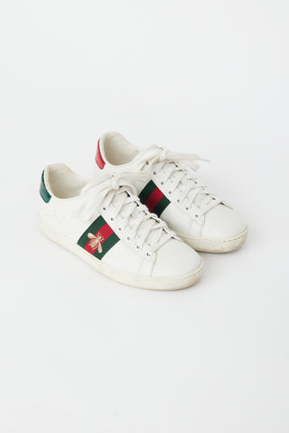 Gucci White & Multi Leather Bee Ace Sneaker
