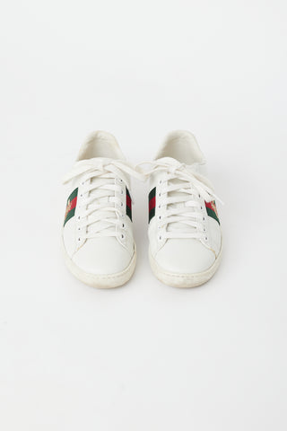 Gucci White & Multi Leather Bee Ace Sneaker
