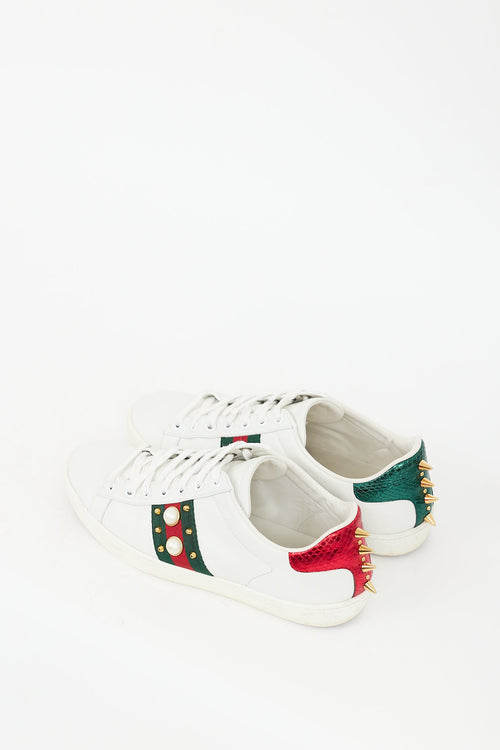 Gucci White & Multi Studded Ace Sneaker