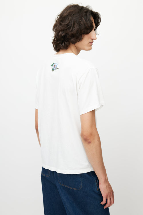 Gucci White & Multicolour Embroidered Logo T-Shirt