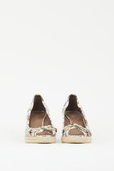 Gucci White & Multicolour Floral Canvas Wedge Heel