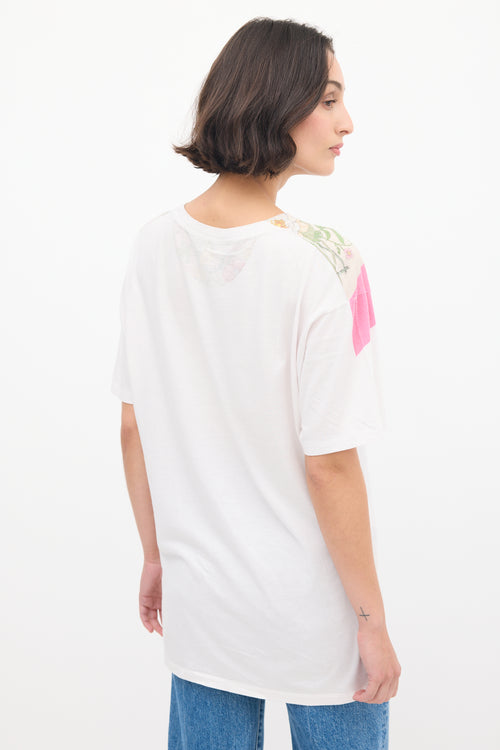 Gucci White & Multicolour Floral Script T-Shirt