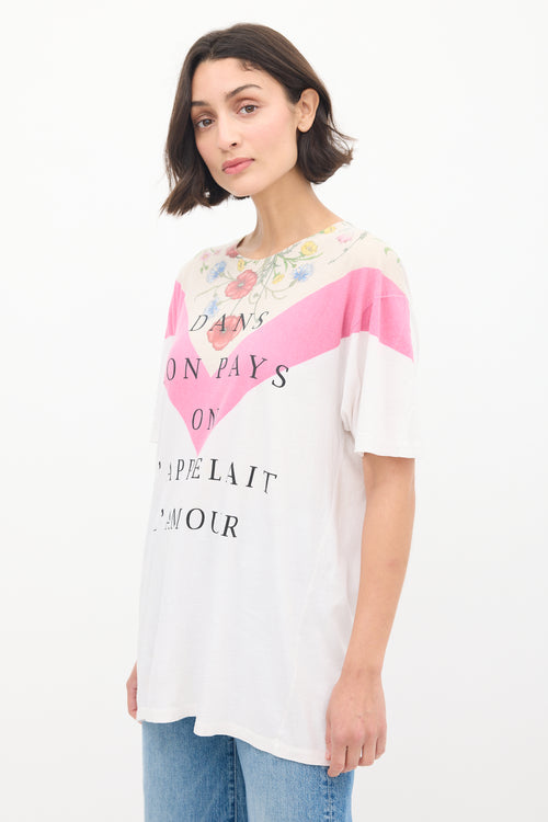 Gucci White & Multicolour Floral Script T-Shirt