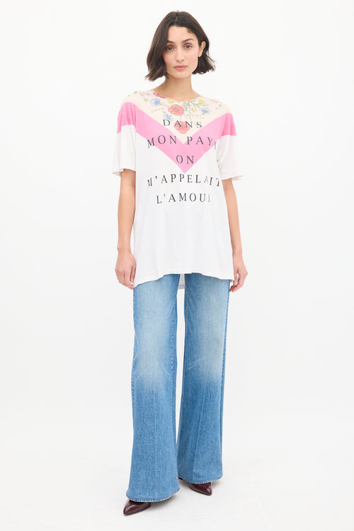 Gucci White & Multicolour Floral Script T-Shirt