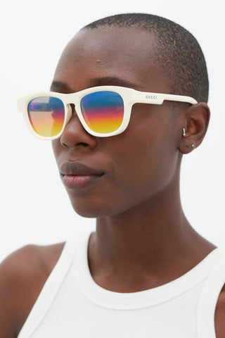 Gucci White & Multicolour GG1238S Gradient Wayfarer Strap Sunglasses
