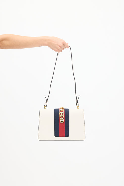 Gucci White & Multicolour Leather Sylvie Chain Link Bag