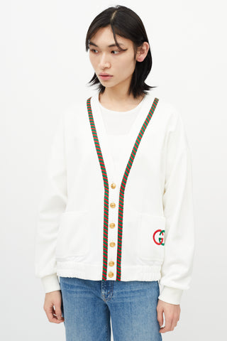 Gucci White & Multicolour Logo Cardigan