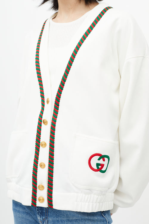 Gucci White & Multicolour Logo Cardigan