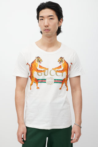 Gucci White & Multicolour Logo T-Shirt