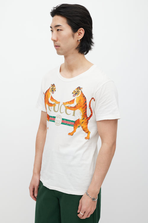 Gucci White & Multicolour Logo T-Shirt