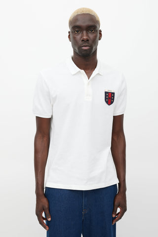 Gucci White & Multicolour Patch Polo