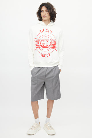 Gucci White & Red Logo Hoodie