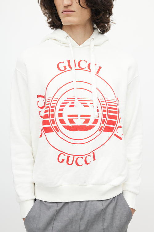 Gucci White & Red Logo Hoodie