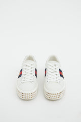 Gucci White Rhinestone Ace Sneaker