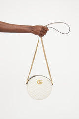 Gucci White Marmont Matelasse Round Bag