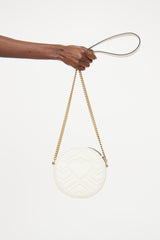 Gucci White Marmont Matelasse Round Bag