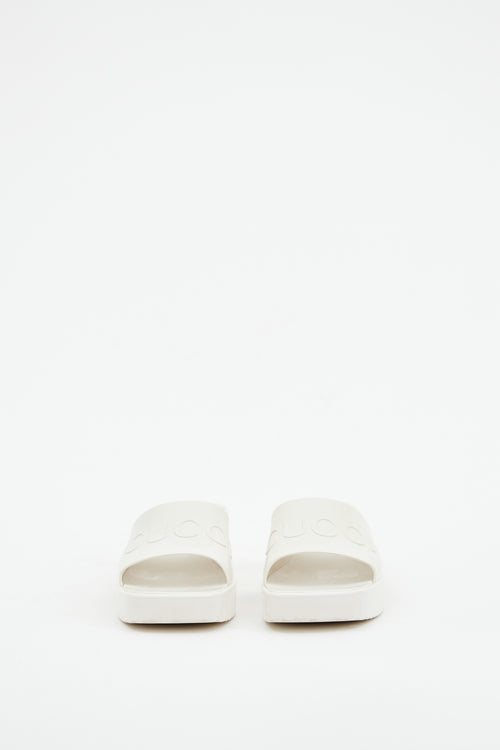 Gucci White Rubber Logo Sandal