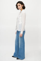 Gucci White Sheer Lace Blouse