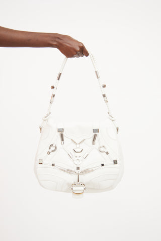 Gucci White Leather Techno Horsebit Bag
