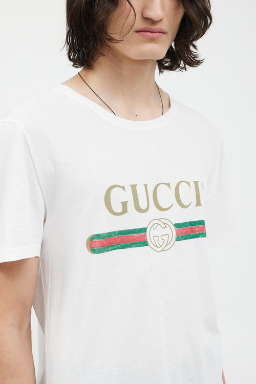 Gucci White Vintage GG Logo T-Shirt