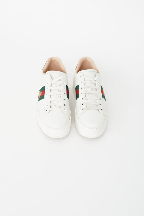 Gucci White Leather Platform Ace Sneaker
