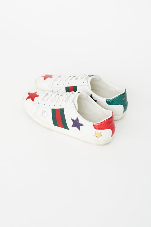 Gucci White Leather Star Ace Sneaker