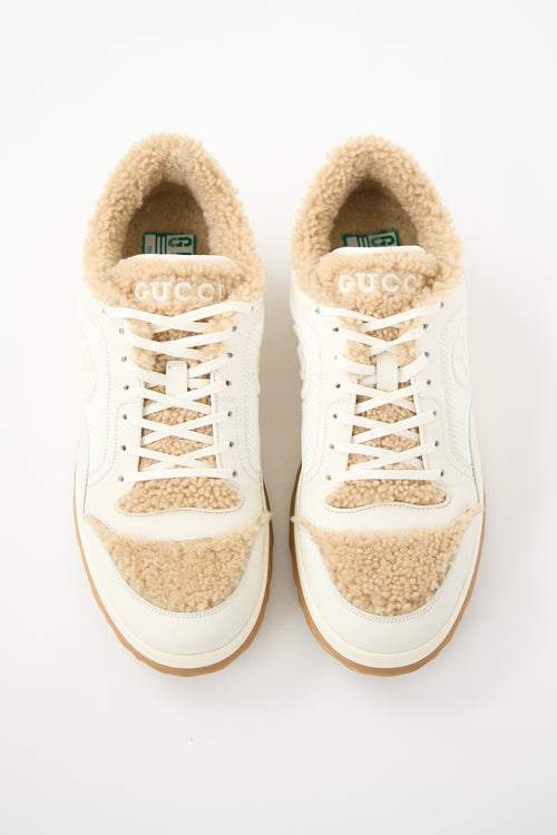 Gucci White Leather & Shearling MAC80 Sneaker