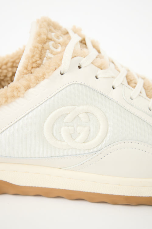 Gucci White Leather & Shearling MAC80 Sneaker