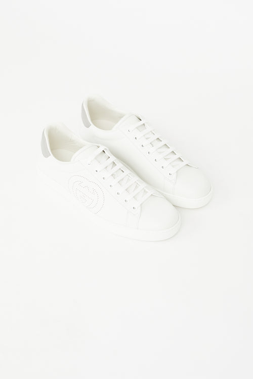 Gucci White New Ace Perforated GG Sneaker