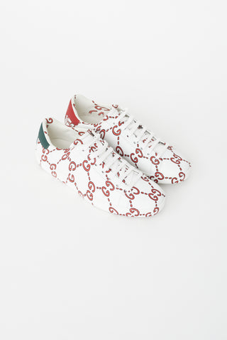 Gucci White Leather GG Monogram Ace Sneaker
