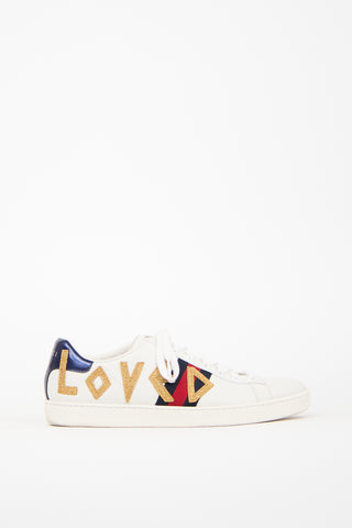 Gucci White & Multi Leather Ace Loved Sneaker