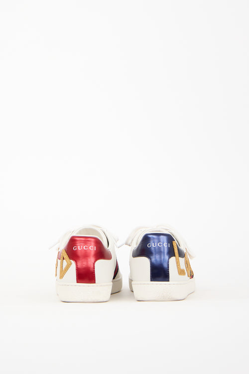 Gucci White & Multi Leather Ace Loved Sneaker