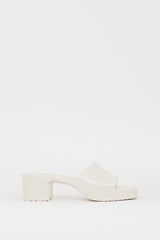 Gucci White Rubber Logo Platform Slide Heel