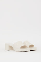 Gucci White Rubber Logo Platform Slide Heel