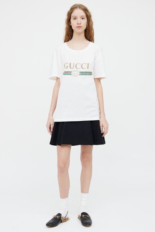 Gucci White Printed Logo T-Shirt