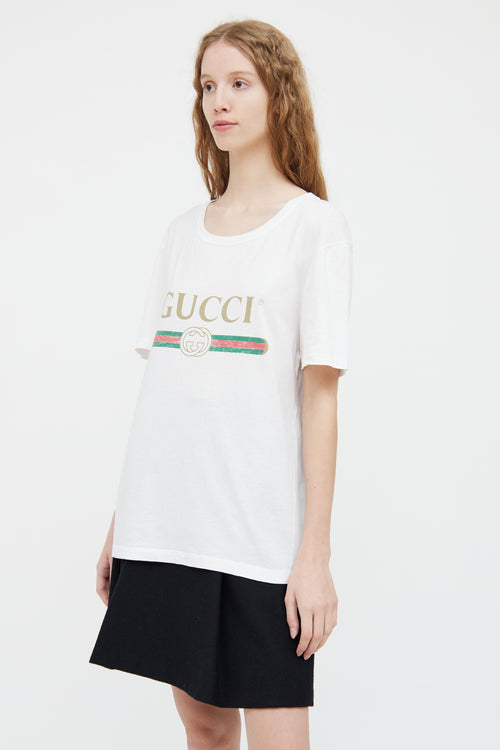 Gucci White Printed Logo T-Shirt