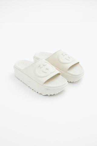 Gucci White Interlocking G Platform Sandals