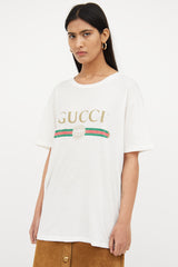 Gucci White Distressed Logo T-Shirt