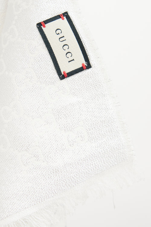 Gucci White & Silver GG Argentavio Scarf