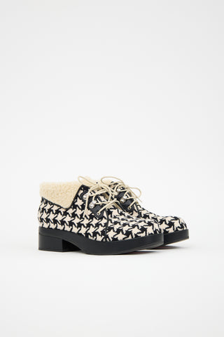 Gucci Tweed & Sherpa Victor Ankle Boot