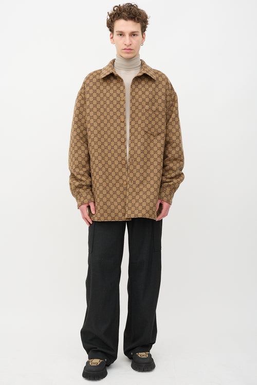 Gucci Wool Monogram Shirt Jacket