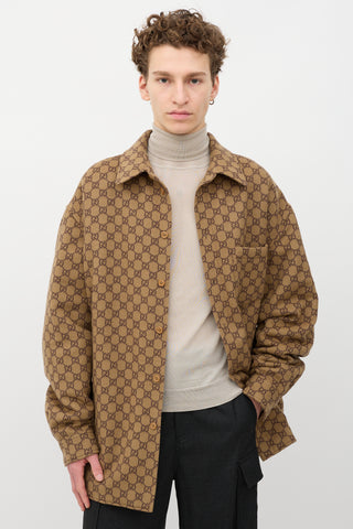 Gucci Wool Monogram Shirt Jacket