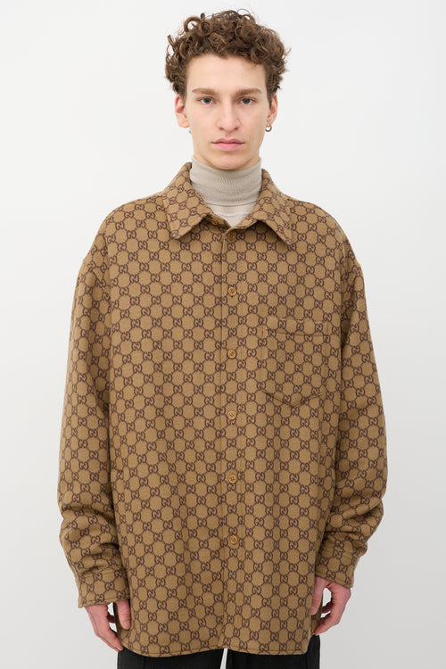 Gucci Wool Monogram Shirt Jacket