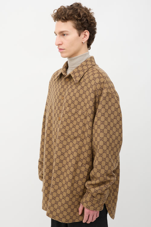 Gucci Wool Monogram Shirt Jacket