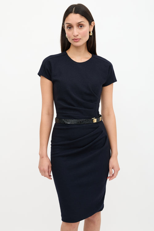Gucci Wool Ruched Sheath Dress