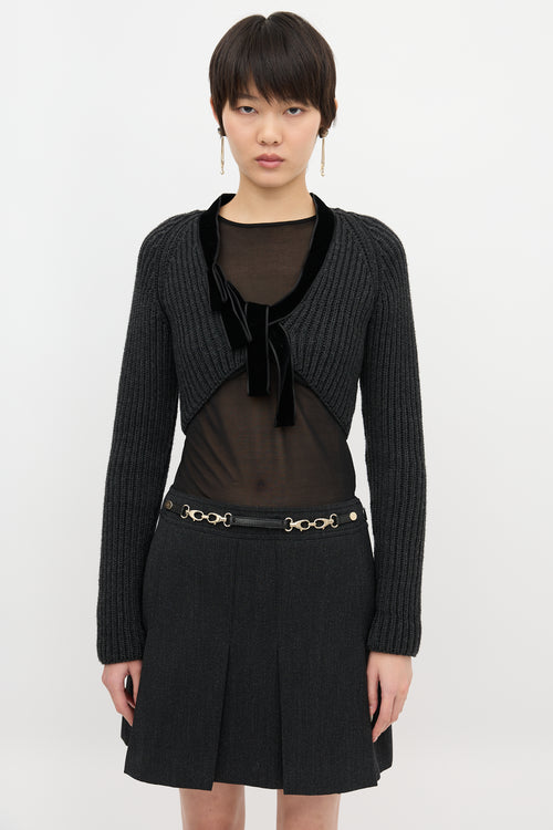 Gucci Wool Velvet Trimmed Cardigan