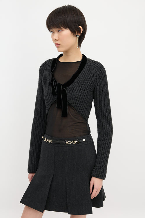 Gucci Wool Velvet Trimmed Cardigan