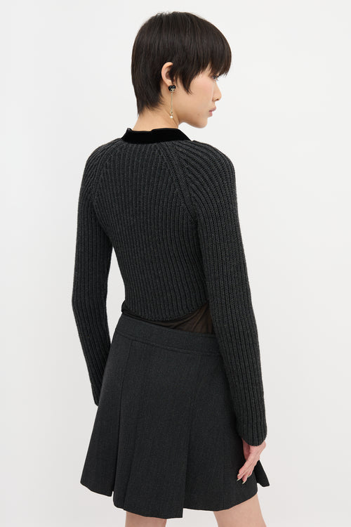 Gucci Wool Velvet Trimmed Cardigan