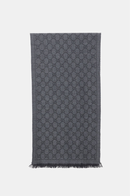 Gucci Wool GG Monogram Fringe Scarf