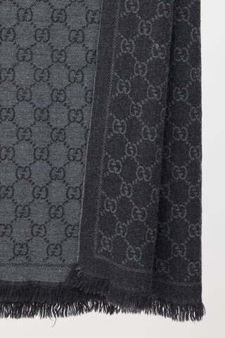 Gucci Wool GG Monogram Fringe Scarf
